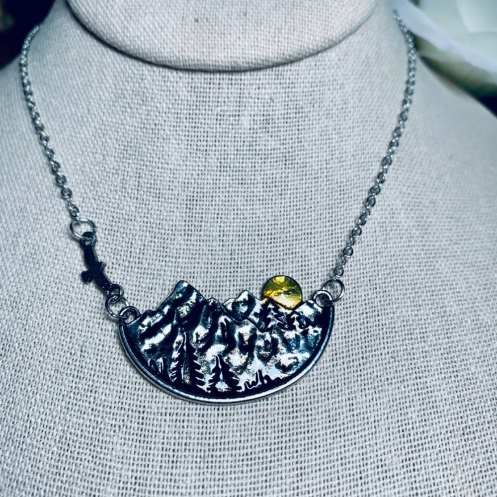 Sunrise/Sunset Mountain Range Necklace View 3